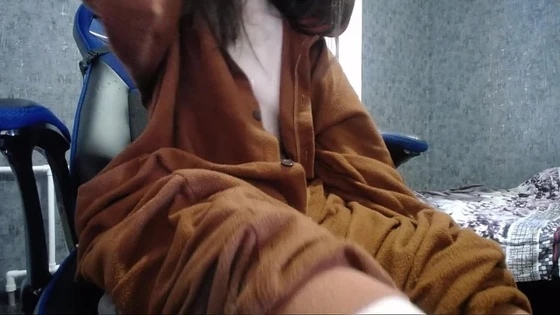 Cute Girl Fucks herself with a Big Black Dildo in a Bear Cos
