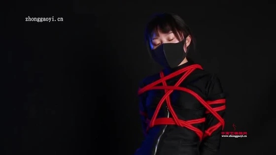 Ninja Girl tied in red ropes